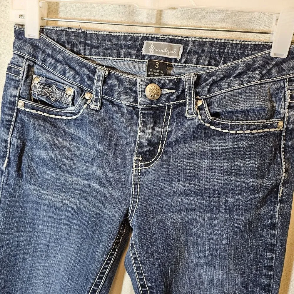 Soundgirl Juniors Size 3 Low Rise Cropped Embellished Sparkle Butt Cute Y2K
